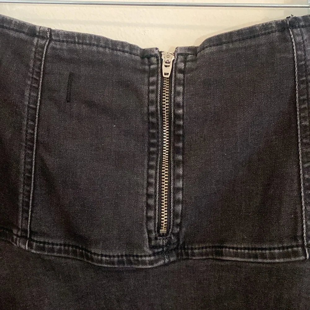 Free People We the Free Women's Highlands Denim Tiered Skirt Black size 8